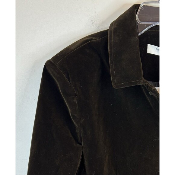 COMMENSE Velvet Lapel Short Blazer Women XL Chocolate Brown Crop Button Jacket - Picture 7 of 16